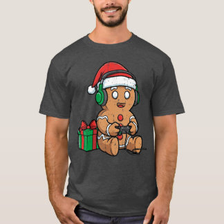 Christmas Gingerbread Gamer Xmas Gaming Boys Youth Tシャツ