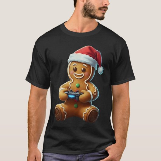 Christmas Gingerbread Gamer Xmas Gaming Boys Youth Tシャツ (正面)