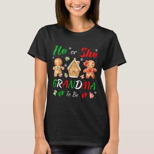 Christmas Gingerbread Gender Reveal He Or She Gran Tシャツ (正面)
