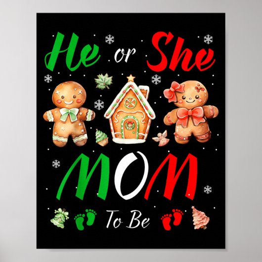 Christmas Gingerbread Gender Reveal He Or She Mom  ポスター (正面)