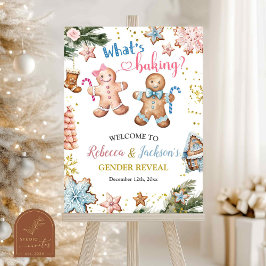Christmas Gingerbread Gender Reveal Welcome Sign ポスター