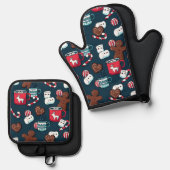 Christmas Gingerbread Hot Chocolate Kitchen 鍋つかみ&鍋敷きセット (正面/裏面)