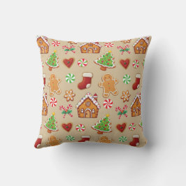 Christmas Gingerbread House Cookies Throw Pillow クッション