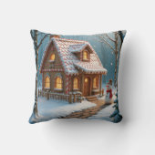 Christmas Gingerbread House With a Snowman  クッション (裏面)