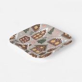 Christmas Gingerbread Houses Holiday Pattern ペーパープレート (傾斜あり)