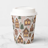 Christmas Gingerbread Houses Holiday Pattern 紙コップ (左)