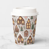 Christmas Gingerbread Houses Holiday Pattern 紙コップ (裏面)