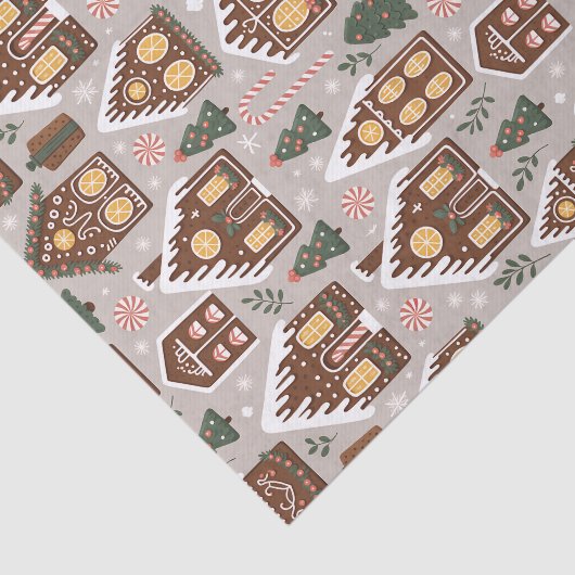 Christmas Gingerbread Houses Holiday Pattern 薄葉紙 (詳細)