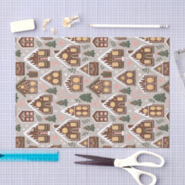 Christmas Gingerbread Houses Holiday Pattern 薄葉紙