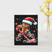 Christmas Gingerbread Ice Hockey Srts Funny Xmas P カード (黄色い花)