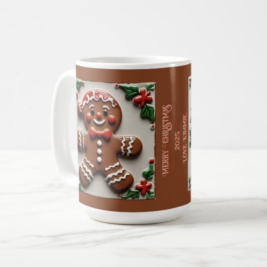 Christmas Gingerbread Man Customizable コーヒーマグカップ (正面左)