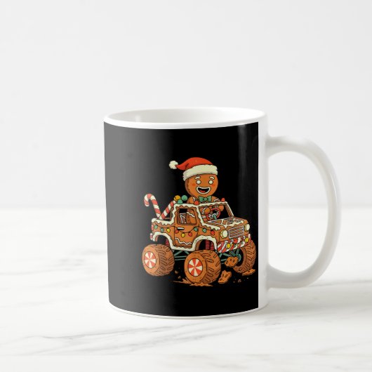 Christmas Gingerbread Man Driving Truck Xmas Light コーヒーマグカップ (右)