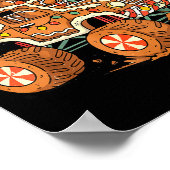 Christmas Gingerbread Man Driving Truck Xmas Light ポスター (角)