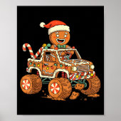 Christmas Gingerbread Man Driving Truck Xmas Light ポスター (正面)