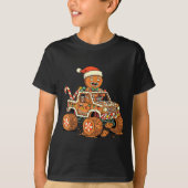 Christmas Gingerbread Man Driving Truck Xmas Light Tシャツ (正面)