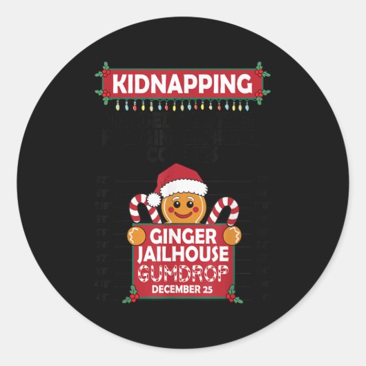 Christmas Gingerbread Man Ginger Jailhouse Kidnapn ラウンドシール (正面)
