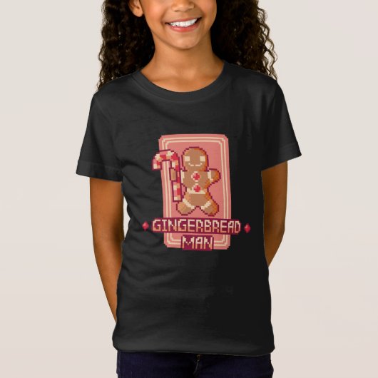 Christmas Gingerbread Man Pixel Art Design Tシャツ (正面)