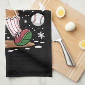 Christmas Gingerbread Man Sports Player Baseball  キッチンタオル (四つ折り)