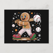 Christmas Gingerbread Man Sports Player Baseball シーズンポストカード (正面)