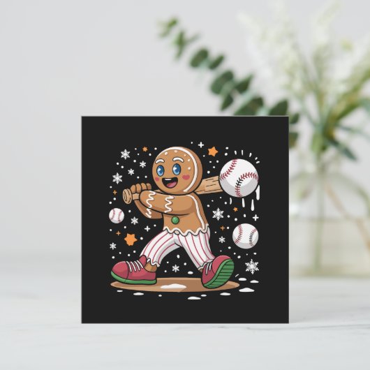 Christmas Gingerbread Man Sports Player Baseball  招待状 (スタンド正面)