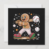 Christmas Gingerbread Man Sports Player Baseball  招待状 (正面)