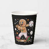 Christmas Gingerbread Man Sports Player Baseball  紙コップ (正面)