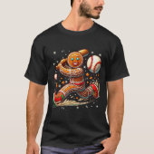 Christmas Gingerbread Man Srts Player Funny Baseba Tシャツ (正面)