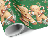 Christmas Gingerbread Men Snowflakes Candy Canes ラッピングペーパー (ロールコーナー)