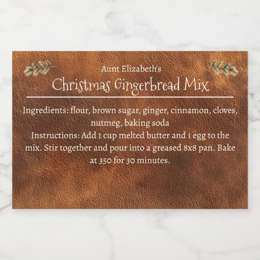 Christmas Gingerbread Mix Personalized Brown  フードラベル (シングルラベル)