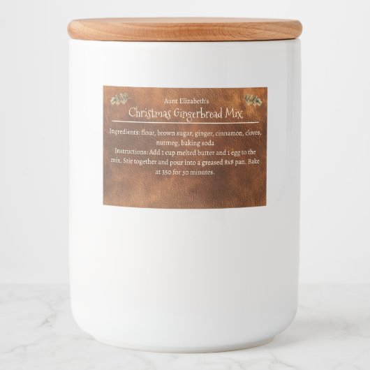 Christmas Gingerbread Mix Personalized Brown  フードラベル (正面)