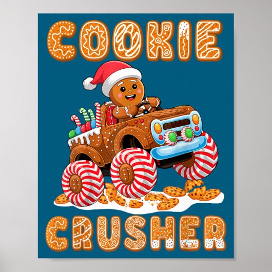 Christmas Gingerbread Pajamas Cookie Crusher Monst ポスター (正面)