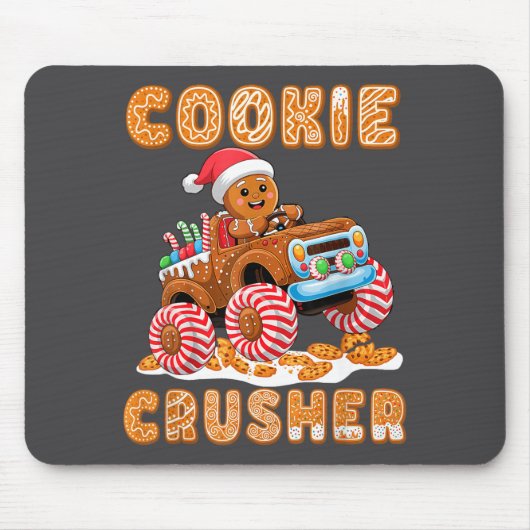 Christmas Gingerbread Pajamas Cookie Crusher Monst マウスパッド (正面)