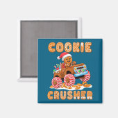 Christmas Gingerbread Pajamas Cookie Crusher Monst マグネット (正面/裏面)