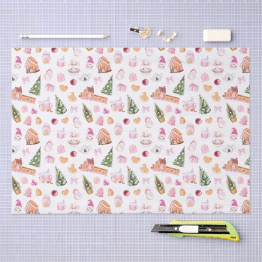 Christmas Gingerbread Pink 薄葉紙 (クラフト)