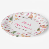 Christmas Gingerbread Pink Merry Christmas ペーパープレート (アングル)