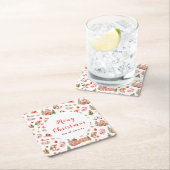 Christmas Gingerbread Red Merry Christmas スクエアペーパーコースター (インサイチュ)