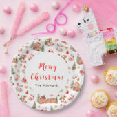 Christmas Gingerbread Red Merry Christmas ペーパープレート (パーティー)