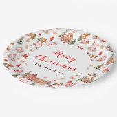 Christmas Gingerbread Red Merry Christmas ペーパープレート (アングル)