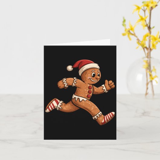 Christmas Gingerbread Running Funny Runners Pajama カード (黄色い花)