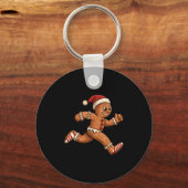 Christmas Gingerbread Running Funny Runners Pajama キーホルダー (正面)
