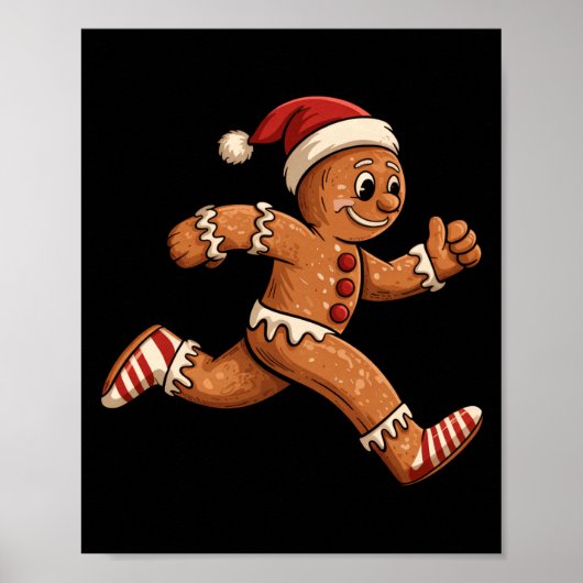 Christmas Gingerbread Running Funny Runners Pajama ポスター (正面)