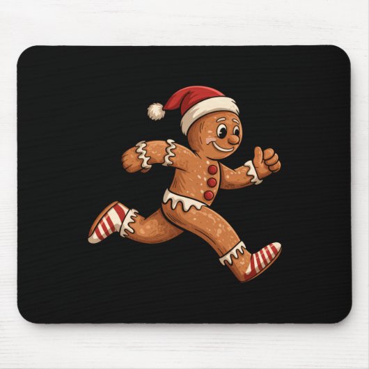 Christmas Gingerbread Running Funny Runners Pajama マウスパッド (正面)