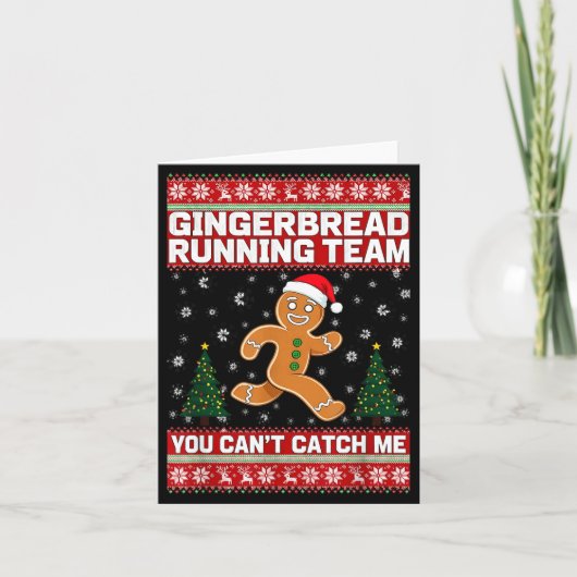 Christmas Gingerbread Running Team Funny Xmas Tee  カード (正面)