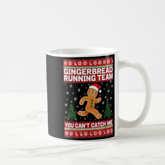 Christmas Gingerbread Running Team Funny Xmas Tee  コーヒーマグカップ (右)