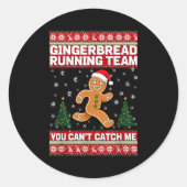 Christmas Gingerbread Running Team Funny Xmas Tee ラウンドシール (正面)