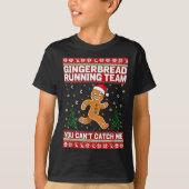 Christmas Gingerbread Running Team Funny Xmas Tee  Tシャツ (正面)