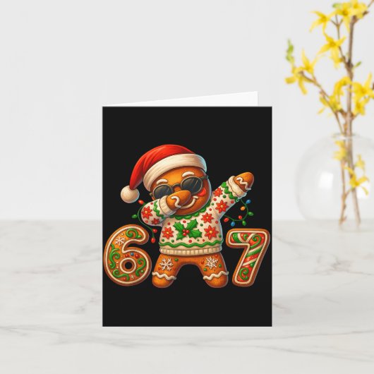 Christmas Gingerbread Six Seven 67 Meme Xmas Slang カード (黄色い花)