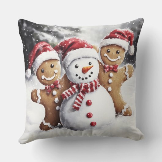 Christmas Gingerbread Throw Pillow クッション (裏面)