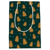 Christmas Gingerbread Trees Wrapping Paper ミディアムペーパーバッグ (正面)