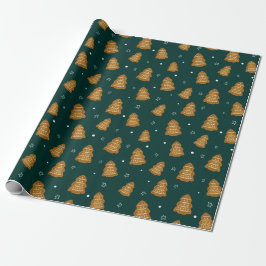 Christmas Gingerbread Trees Wrapping Paper ラッピングペーパー